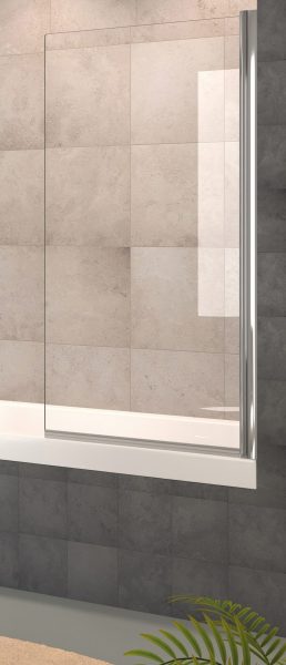 Mampara enrollable de bañera de 150 a 220 cm de ancho (lámina blanca  translúcida con líneas horizontales).