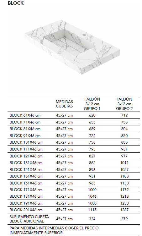 LAVABO BLOCK INTEGRADO CON FALDON NATURAL STONE